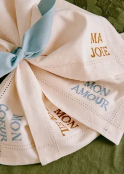Set De 4 Serviettes - Les Mots Brodés